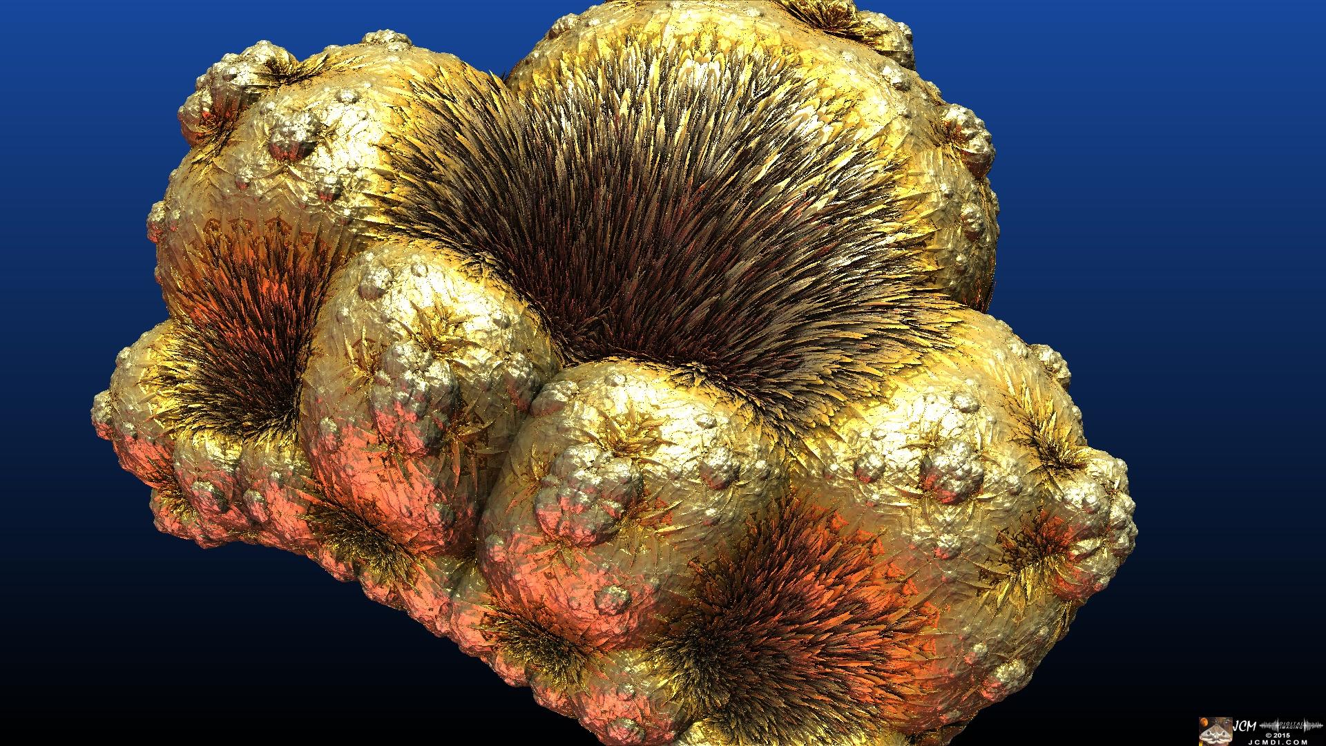 Golden Nugget fractal animation still frame made in Mandelbulb 3D JCMDI.COM